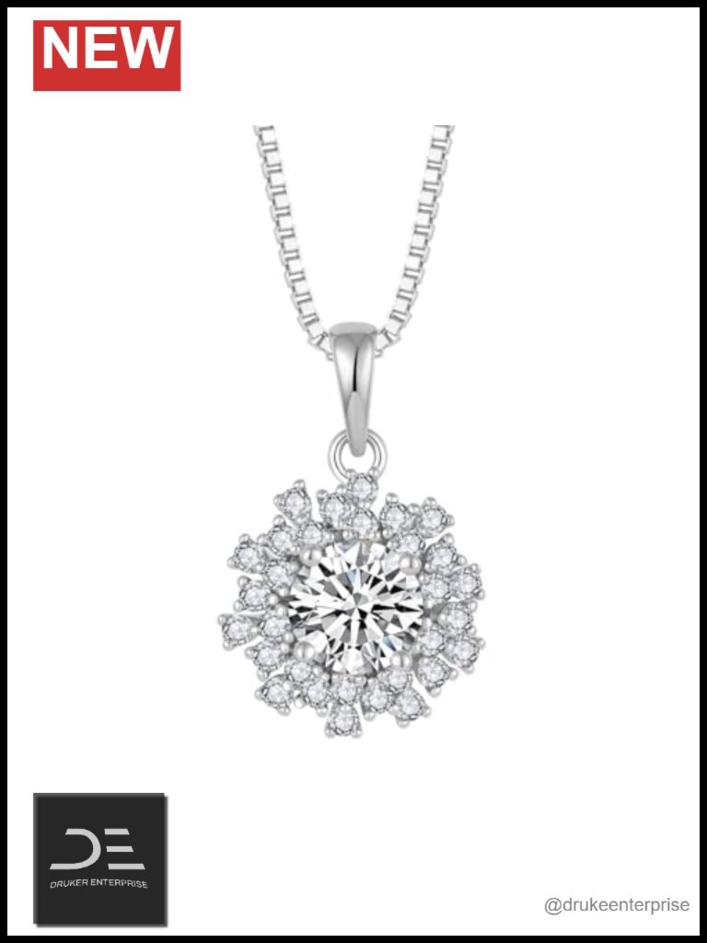 1CT Moissanite Necklace 925 Sterling Silver Round Cut Pendant Jewelry Gift for